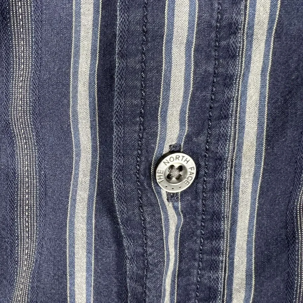 The North Face Shirt Mens XL Blue Striped Button Up Long Sleeve Outdoor Cotton‎